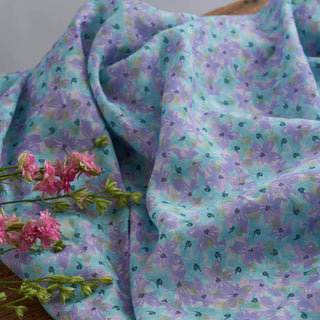 Japanese Artisan Independent Designer Floral Purple Non-Stretch Ramie Plain Woven DS11652