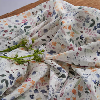 Japanese Artisan Independent Designer Floral Off-White Non-Stretch Ramie Plain Woven DS11653