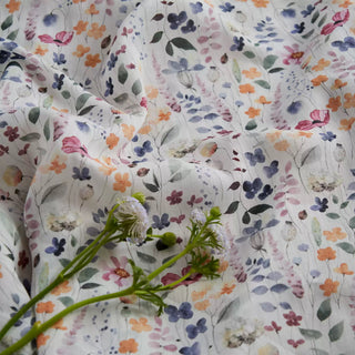 Japanese Artisan Independent Designer Floral Off-White Non-Stretch Ramie Plain Woven DS11653