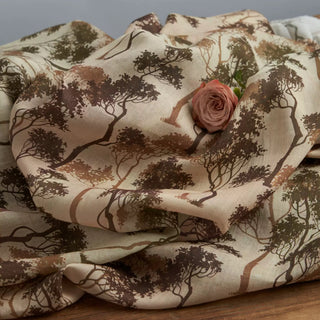 Japanese Artisan Independent Designer Botanical Brown Non-Stretch Ramie Plain Woven DS11656