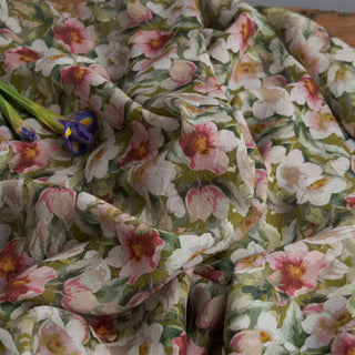 Japanese Artisan Independent Designer Floral Green Non-Stretch Ramie Plain Woven DS11657