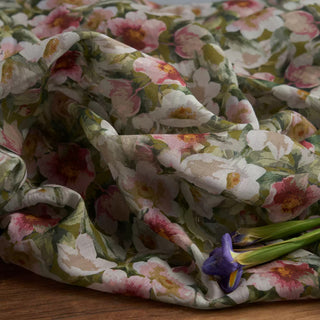 Japanese Artisan Independent Designer Floral Green Non-Stretch Ramie Plain Woven DS11657