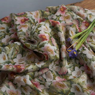 Japanese Artisan Independent Designer Floral Green Non-Stretch Ramie Plain Woven DS11657