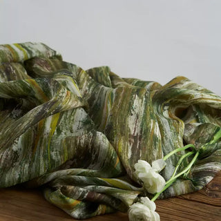 Japanese Artisan Independent Designer Abstract Green Non-Stretch Ramie Plain Woven DS11658