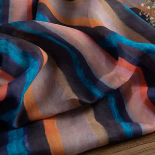 Japanese Artisan Independent Designer Stripes Multi Color Non-Stretch Ramie Plain Woven DS11659