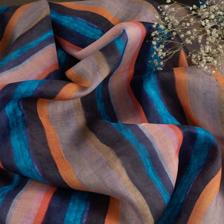 Japanese Artisan Independent Designer Stripes Multi Color Non-Stretch Ramie Plain Woven DS11659