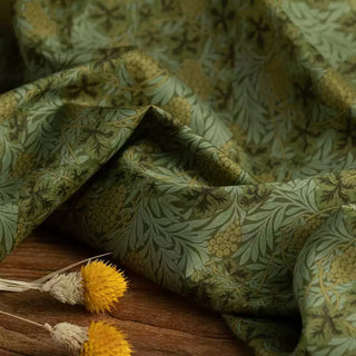 Japanese Artisan Independent Designer Botanical Green Non-Stretch Ramie Plain Woven DS11660
