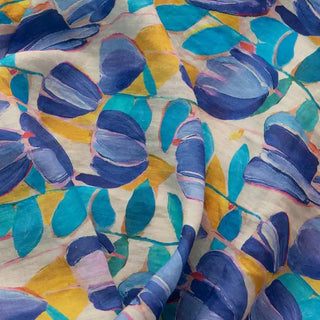 Japanese Artisan Independent Designer Floral Multi Color Non-Stretch Ramie Plain Woven DS11661