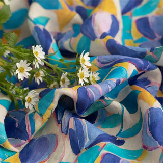 Japanese Artisan Independent Designer Floral Multi Color Non-Stretch Ramie Plain Woven DS11661
