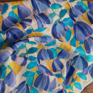 Japanese Artisan Independent Designer Floral Multi Color Non-Stretch Ramie Plain Woven DS11661