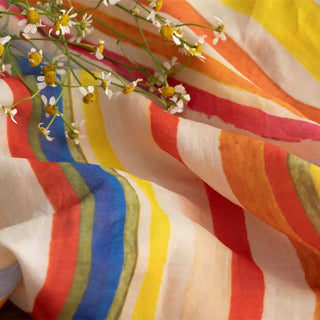 Japanese Artisan Independent Designer Stripes Multi Color Non-Stretch Ramie Plain Woven DS11662