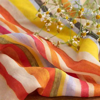 Japanese Artisan Independent Designer Stripes Multi Color Non-Stretch Ramie Plain Woven DS11662