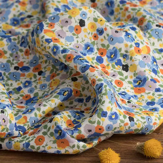 French Fashion Designer Floral Multi Color Non-Stretch Sand Washed Linen Plain Woven DS11663