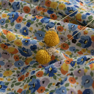 French Fashion Designer Floral Multi Color Non-Stretch Sand Washed Linen Plain Woven DS11663