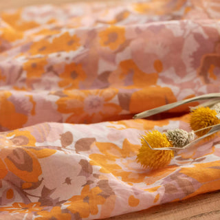 Japanese Artisan Independent Designer Floral Yellow Non-Stretch Ramie Plain Woven DS11664