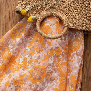 Japanese Artisan Independent Designer Floral Yellow Non-Stretch Ramie Plain Woven DS11664