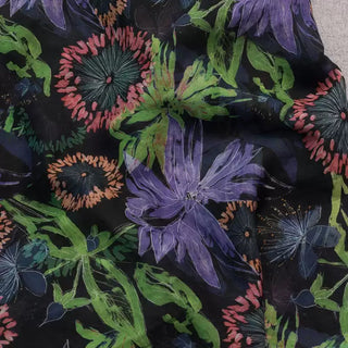 Japanese Artisan Independent Designer Floral Multi Color Non-Stretch Ramie Plain Woven DS11665