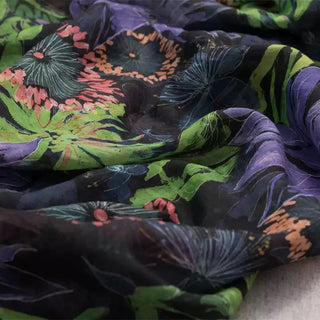 Japanese Artisan Independent Designer Floral Multi Color Non-Stretch Ramie Plain Woven DS11665
