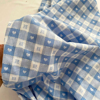 Yardblox Exclusive Made in Korea Fashion Designer Plaid/Checkered Blue/White Non-Stretch Cotton Jacquard DS16404 - Yardblox Fabrics