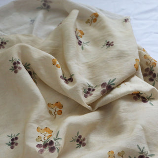 Yardblox Exclusive Japanese Fashion Designer Fruits and Vegetables Beige/Multi Color Non-Stretch Linen Tencel™ / Lyocell Blended Plain Woven DS16514