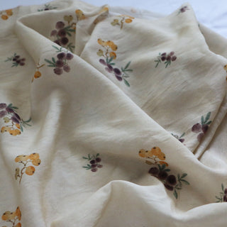 Yardblox Exclusive Japanese Fashion Designer Fruits and Vegetables Beige/Multi Color Non-Stretch Linen Tencel™ / Lyocell Blended Plain Woven DS16514