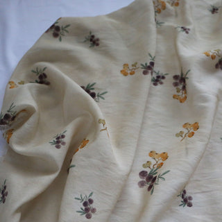 Yardblox Exclusive Japanese Fashion Designer Fruits and Vegetables Beige/Multi Color Non-Stretch Linen Tencel™ / Lyocell Blended Plain Woven DS16514