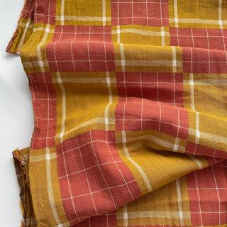 Korean Fashion Designer Plaid Orange Non-Stretch Cotton Double Gauze DS16515