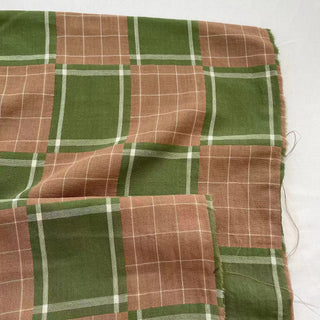 Korean Fashion Designer Plaid Brown Non-Stretch Cotton Double Gauze DS16516