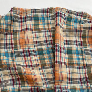 Korean Fashion Designer Plaid Multi Color Non-Stretch Cotton Double Gauze DS16517