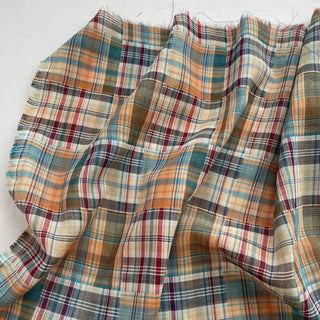 Korean Fashion Designer Plaid Multi Color Non-Stretch Cotton Double Gauze DS16517