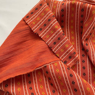 Japanese Fashion Designer Floral Orange Non-Stretch Cotton Double Gauze DS16519