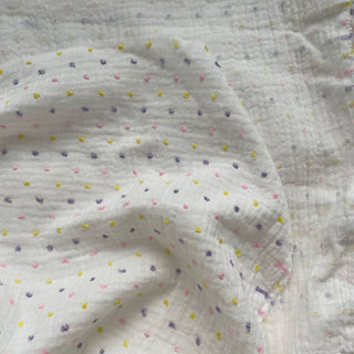 Japanese Fashion Designer Polka Dot Off-White Non-Stretch Cutwork Embroidery Cotton Double Gauze DS16520