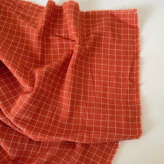 Japanese Fashion Designer Gingham Orange Non-Stretch Double Faced Cotton Double Gauze DS16522