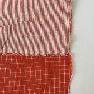 Japanese Fashion Designer Gingham Orange Non-Stretch Double Faced Cotton Double Gauze DS16522