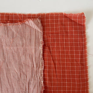 Japanese Fashion Designer Gingham Orange Non-Stretch Double Faced Cotton Double Gauze DS16522