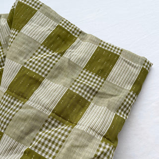 Korean Fashion Designer Plaid Green Non-Stretch Cotton Double Gauze DS16523