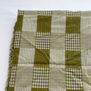 Korean Fashion Designer Plaid Green Non-Stretch Cotton Double Gauze DS16523