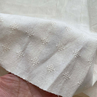 Korean Fashion Designer Solid Off-White Non-Stretch Cotton Dobby Jacquard DS16524