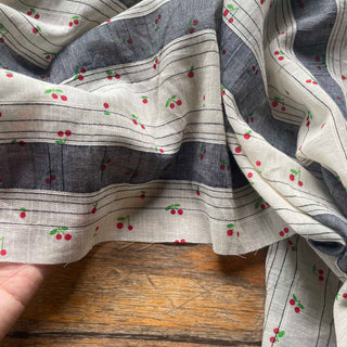 Korean Fashion Designer Fruits and Vegetables Black Non-Stretch Crinkled Cotton Plain Woven DS16525