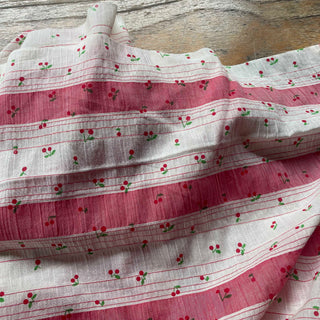 Korean Fashion Designer Fruits and Vegetables Red Non-Stretch Crinkled Cotton Plain Woven DS16526