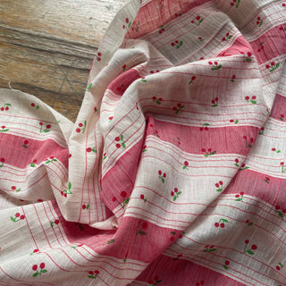 Korean Fashion Designer Fruits and Vegetables Red Non-Stretch Crinkled Cotton Plain Woven DS16526