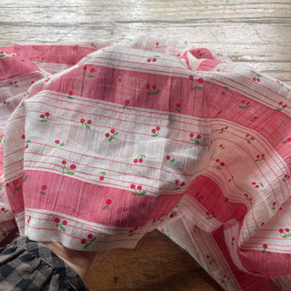 Korean Fashion Designer Fruits and Vegetables Red Non-Stretch Crinkled Cotton Plain Woven DS16526