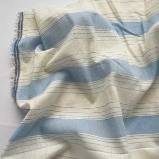 Korean Fashion Designer Stripes Blue Non-Stretch Crinkled Cotton Plain Woven DS16528