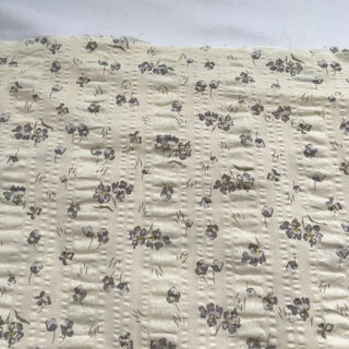 Korean Fashion Designer Floral Off-White Non-Stretch Salt Shrinking / Puckered Cotton Seersucker DS16529