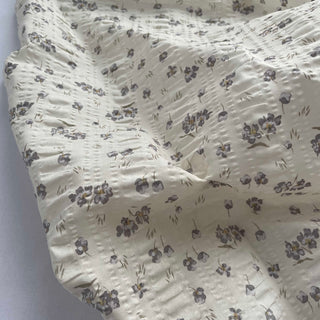 Korean Fashion Designer Floral Off-White Non-Stretch Salt Shrinking / Puckered Cotton Seersucker DS16529