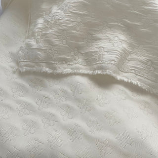 Korean Fashion Designer Geometric White Non-Stretch Crinkled Cotton Dobby Jacquard DS16531