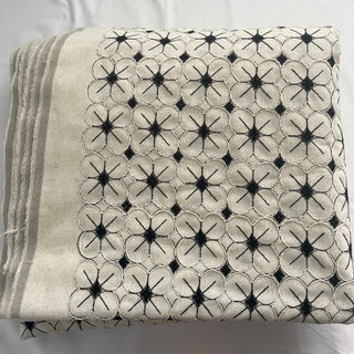 Korean Fashion Designer Floral Off-White Non-Stretch Embroidery Linen Cotton Blended Plain Woven DS16534