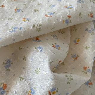 Korean Fashion Designer Floral Off-White Non-Stretch Cotton Dobby Jacquard DS16536