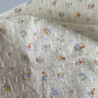 Korean Fashion Designer Floral Off-White Non-Stretch Cotton Dobby Jacquard DS16536