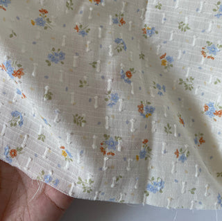 Korean Fashion Designer Floral Off-White Non-Stretch Cotton Dobby Jacquard DS16536